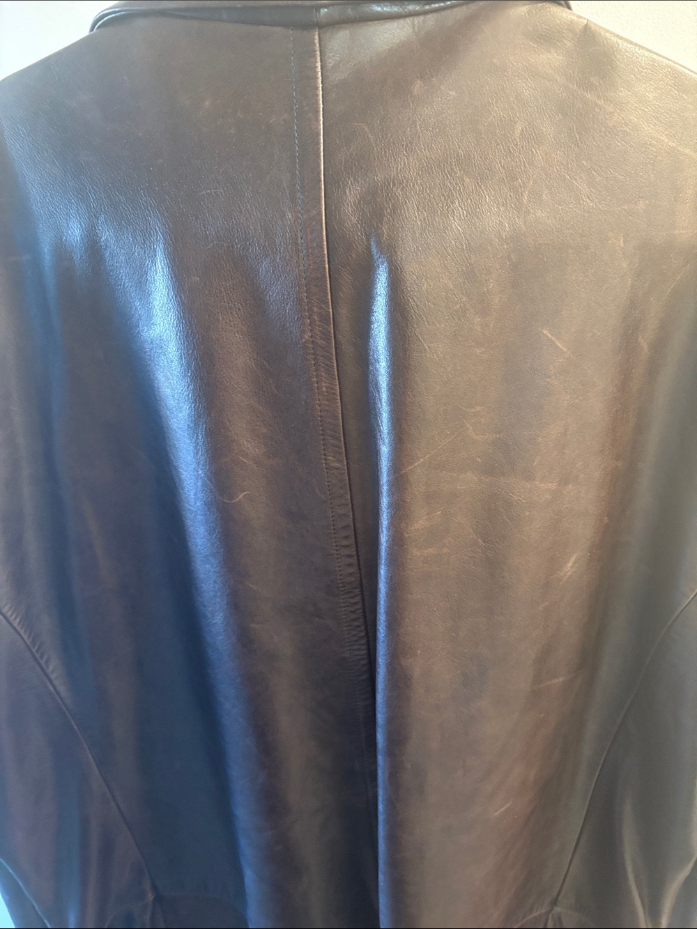 Fall 2001 Banana Republic Men’s Dark Brown Leather Double-Breasted Coat - Picture 3 of 11